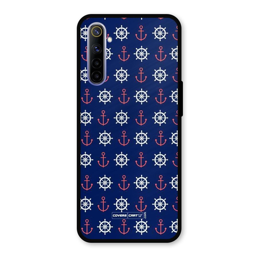 Anchor Pattern Blue Metal Back Case for Realme 6