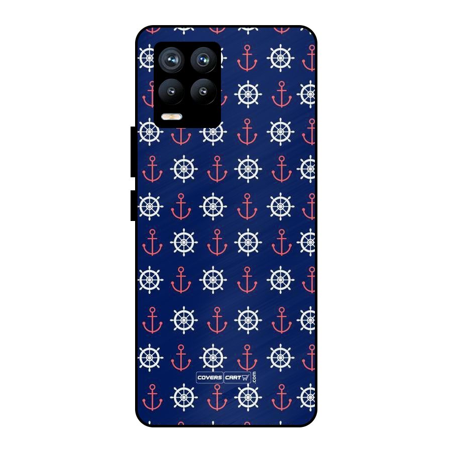 Anchor Pattern Blue Metal Back Case for Realme 8 Pro