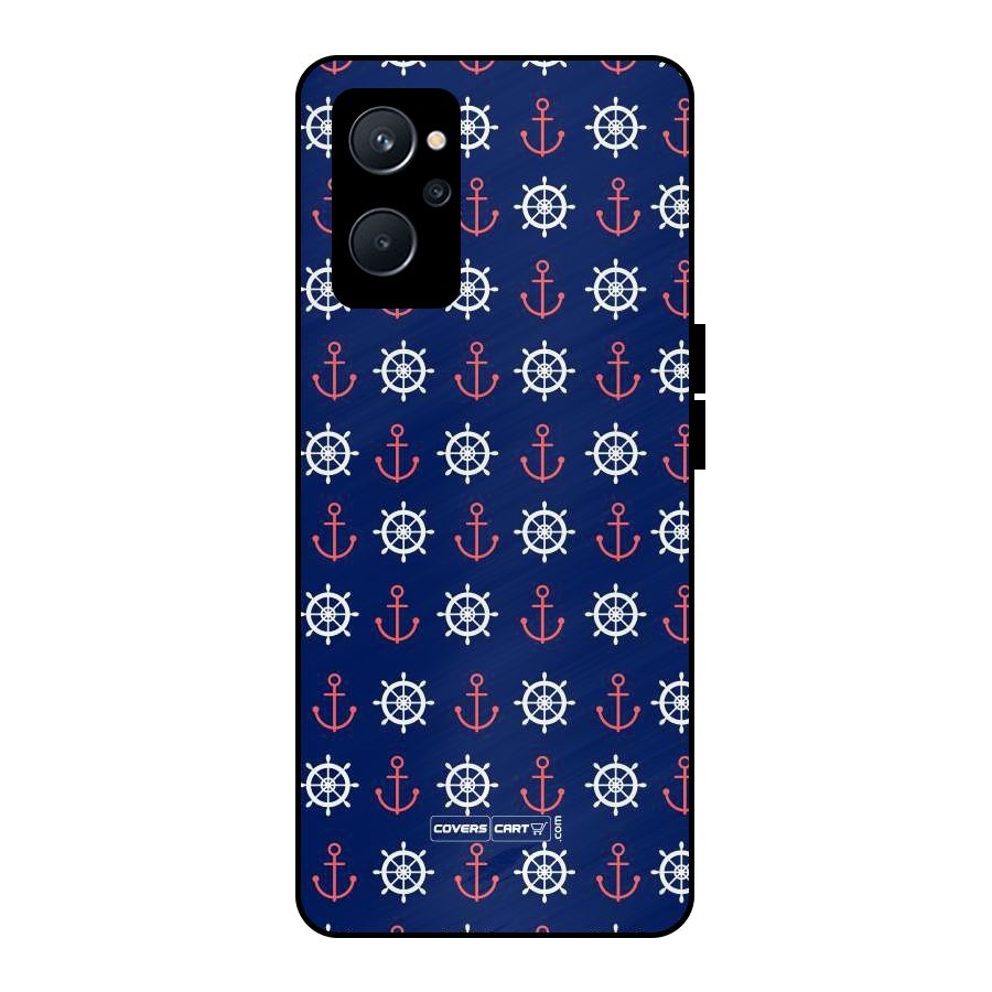 Anchor Pattern Blue Metal Back Case for Realme 9i 5G