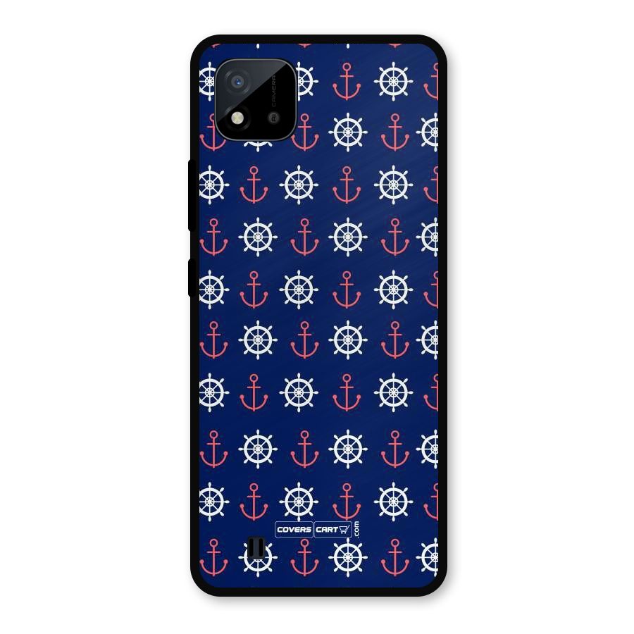 Anchor Pattern Blue Metal Back Case for Realme C11 2021
