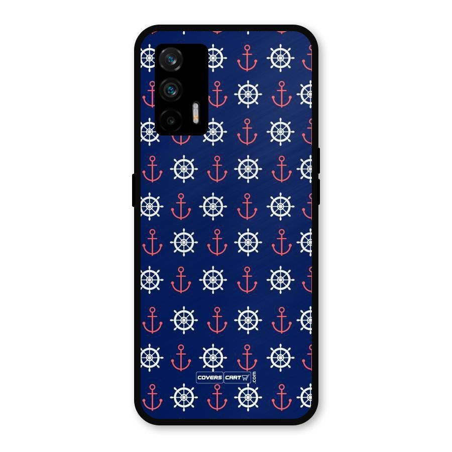 Anchor Pattern Blue Metal Back Case for Realme GT 5G