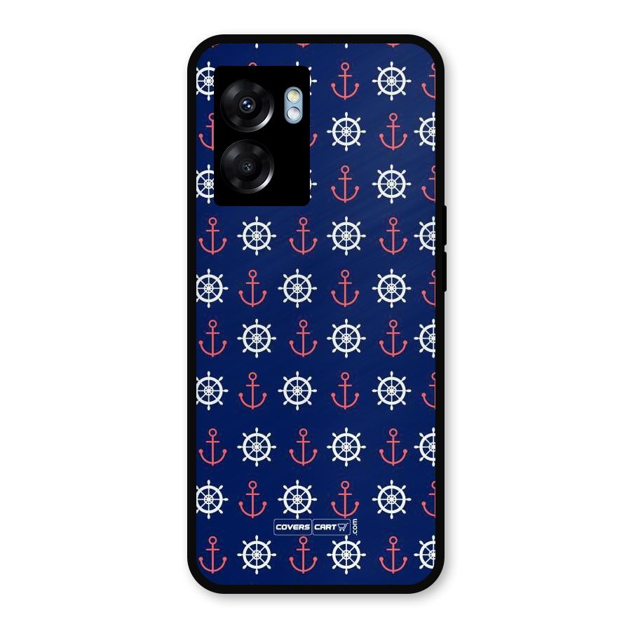 Anchor Pattern Blue Metal Back Case for Realme Narzo 50 5G