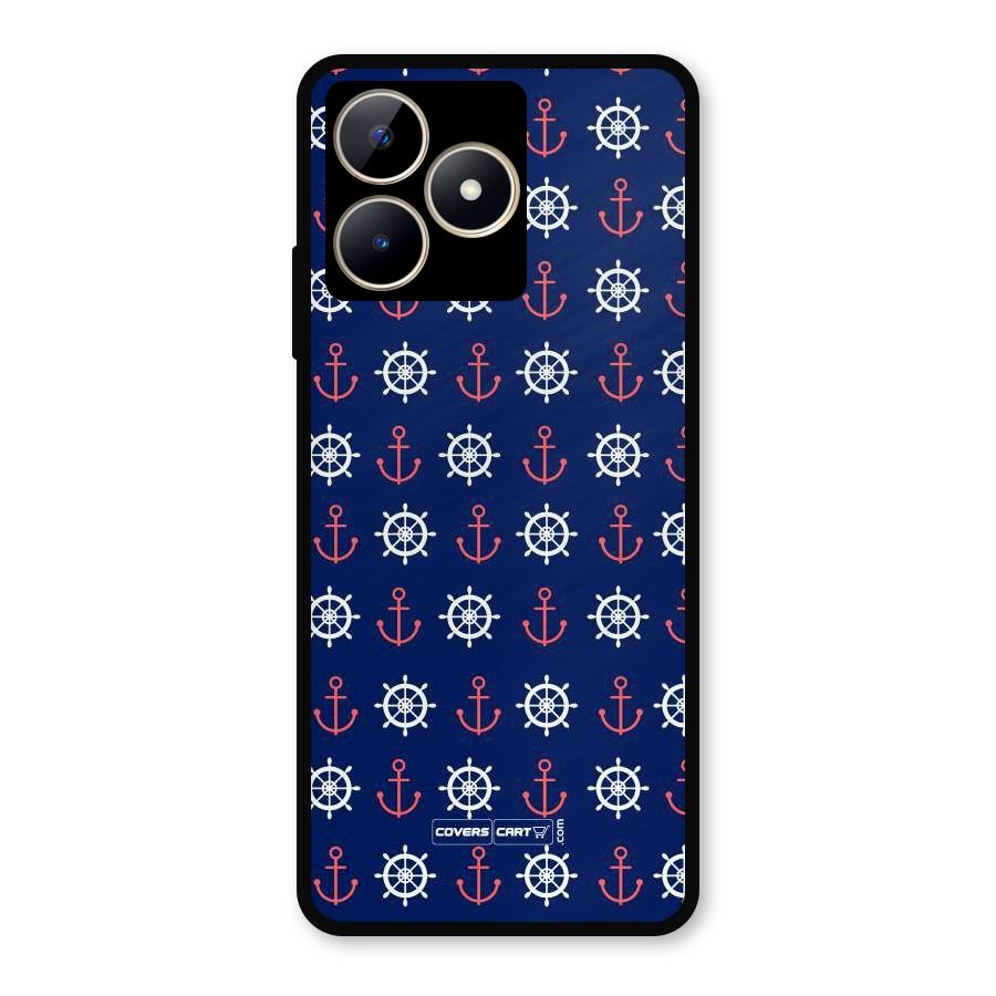 Anchor Pattern Blue Metal Back Case for Realme Narzo N53