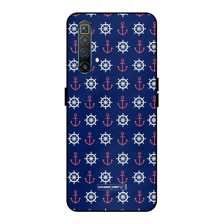 Anchor Pattern Blue Metal Back Case for Realme X3 SuperZoom