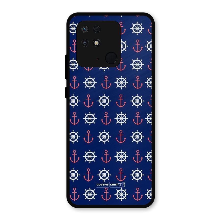 Anchor Pattern Blue Metal Back Case for Redmi 10 Power