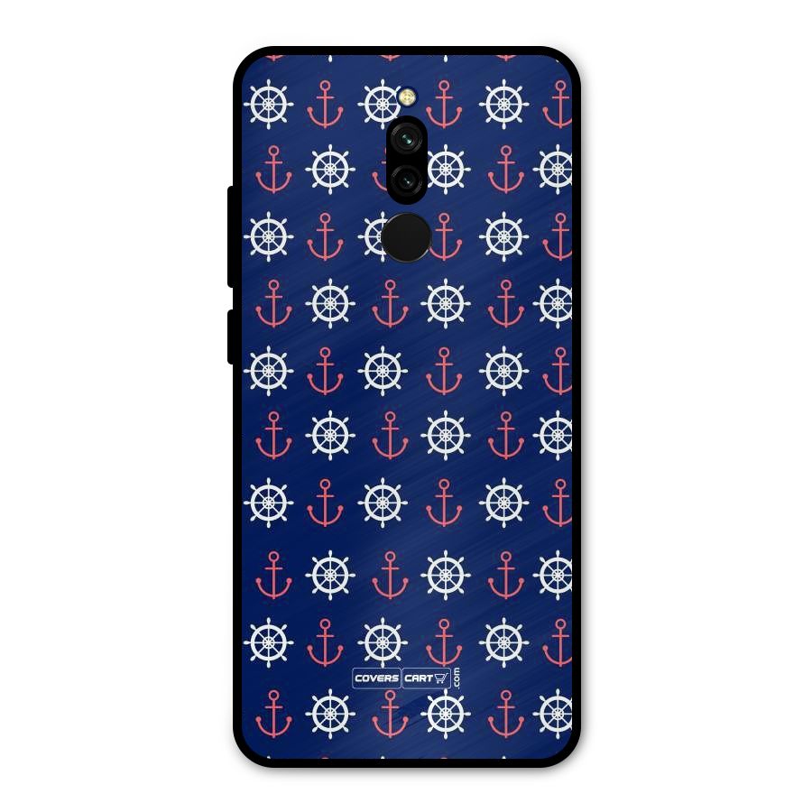 Anchor Pattern Blue Metal Back Case for Redmi 8