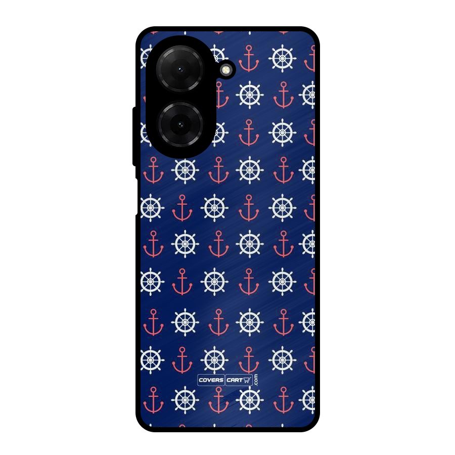 Anchor Pattern Blue Metal Back Case for Redmi A5 4G