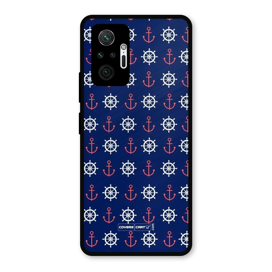 Anchor Pattern Blue Metal Back Case for Redmi Note 10 Pro