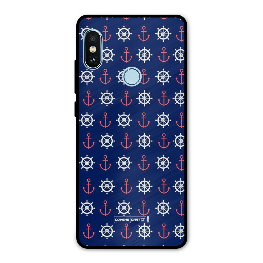 Anchor Pattern Blue Metal Back Case for Redmi Note 5 Pro
