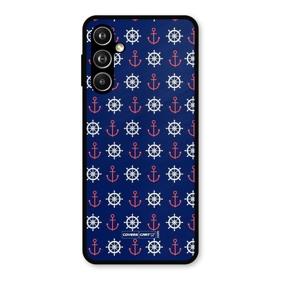 Anchor Pattern Blue Metal Back Case for Samsung Galaxy M54