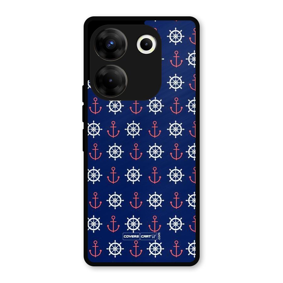 Anchor Pattern Blue Metal Back Case for Tecno Camon 20