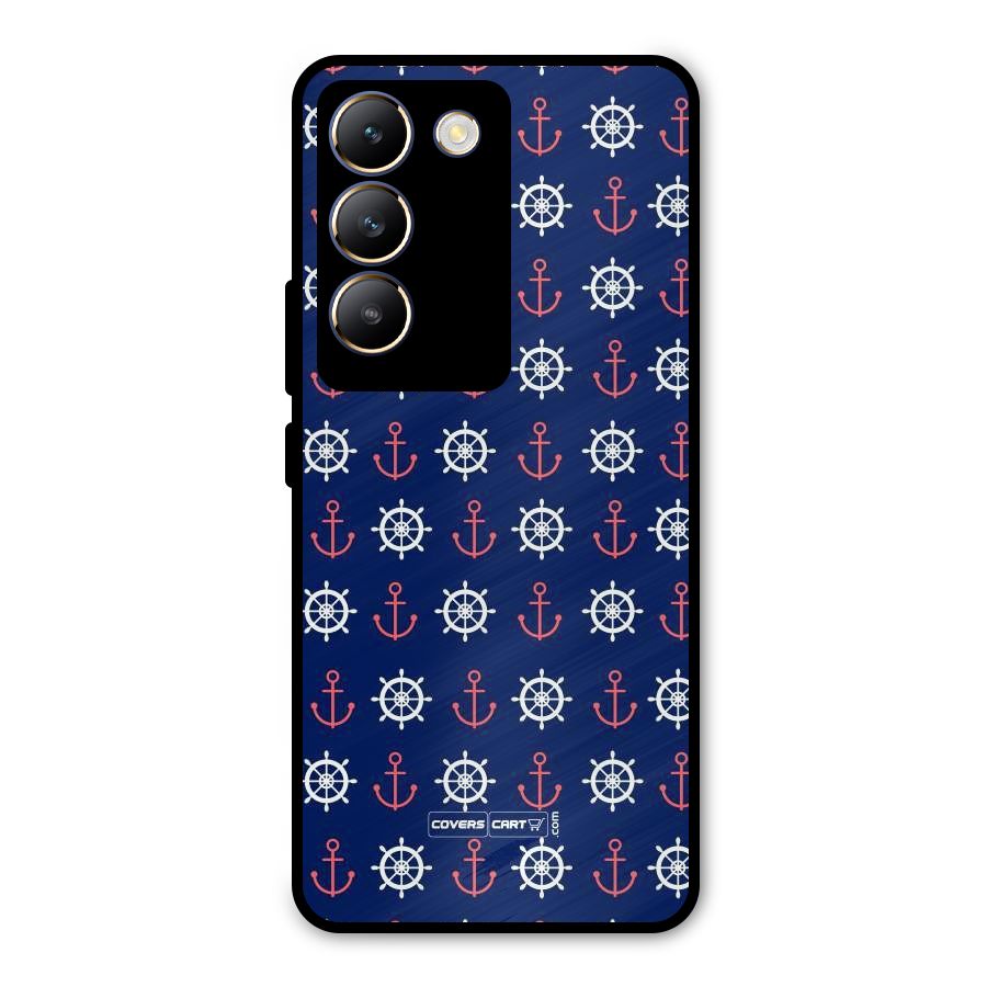 Anchor Pattern Blue Metal Back Case for Vivo T3 5G