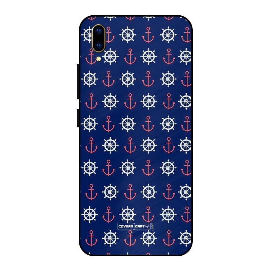 Anchor Pattern Blue Metal Back Case for Vivo V11 Pro