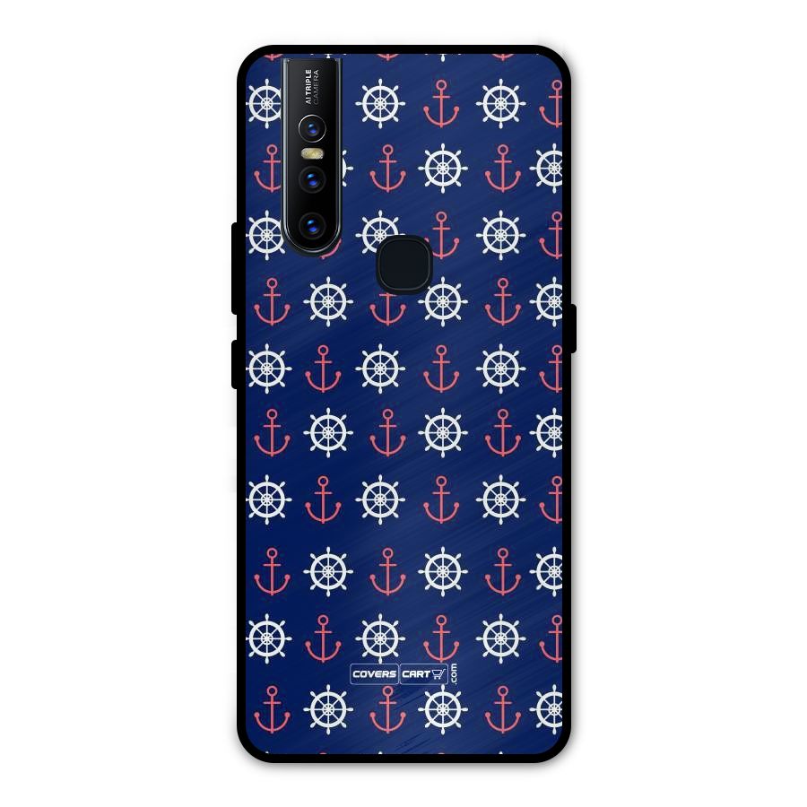Anchor Pattern Blue Metal Back Case for Vivo V15