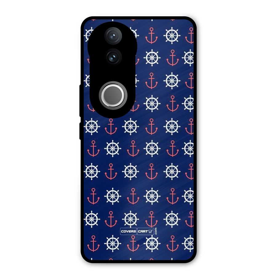 Anchor Pattern Blue Metal Back Case for Vivo V50e