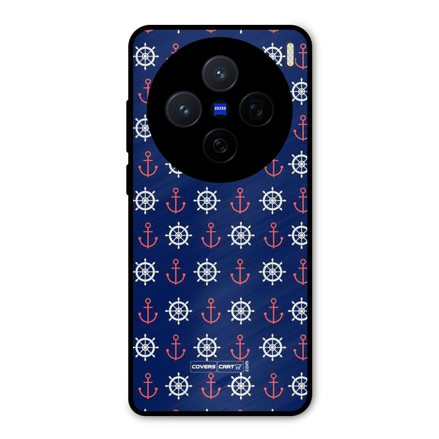 Anchor Pattern Blue Metal Back Case for Vivo X200