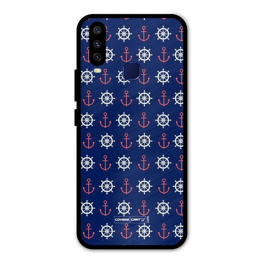 Anchor Pattern Blue Metal Back Case for Vivo Y12