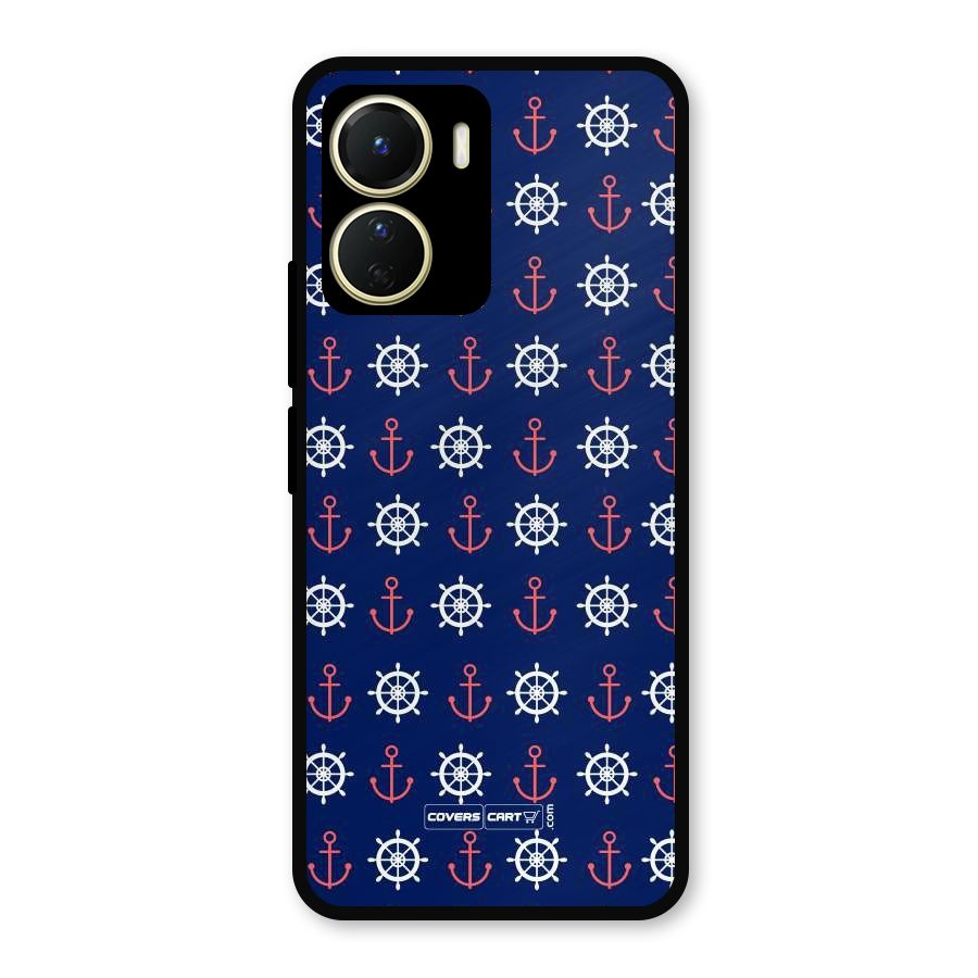 Anchor Pattern Blue Metal Back Case for Vivo Y16