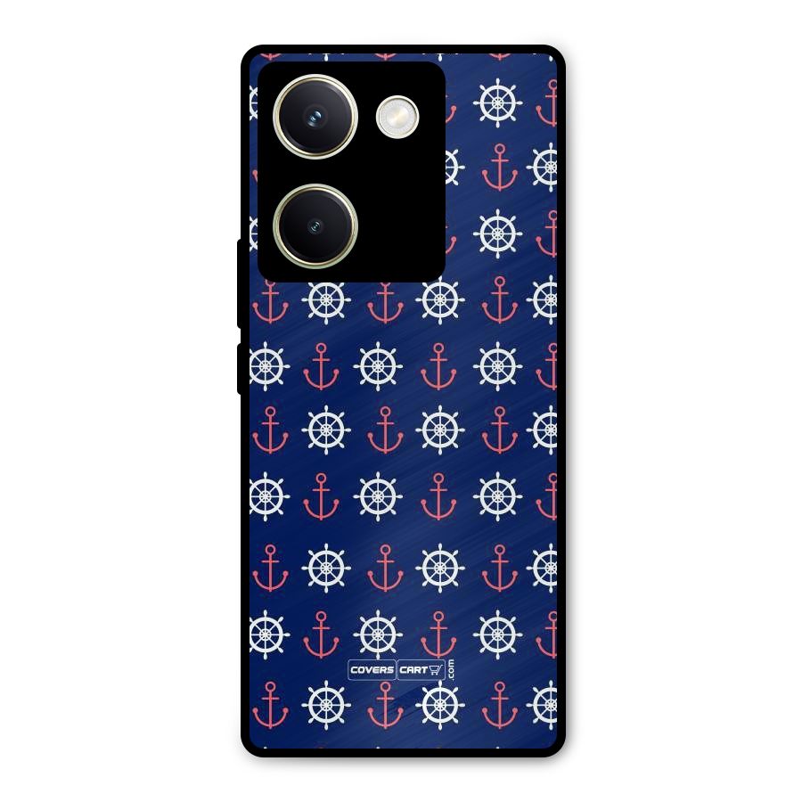Anchor Pattern Blue Metal Back Case for Vivo Y200 Pro