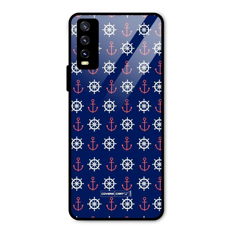 Anchor Pattern Blue Metal Back Case for Vivo Y20i