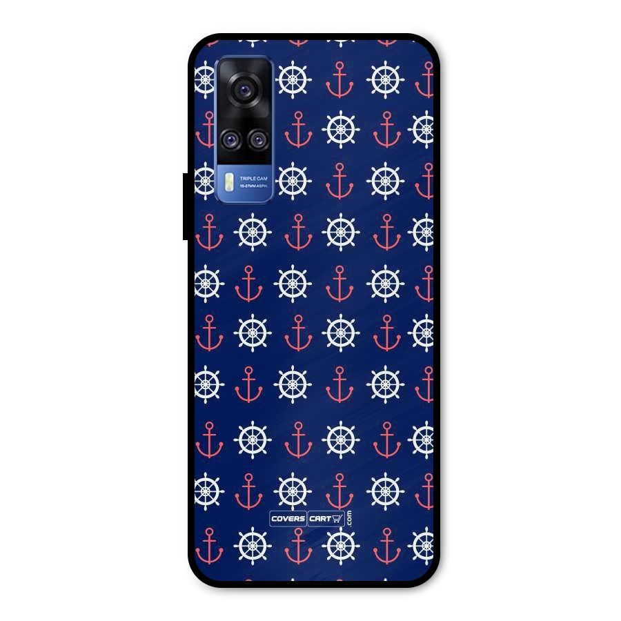 Anchor Pattern Blue Metal Back Case for Vivo Y31
