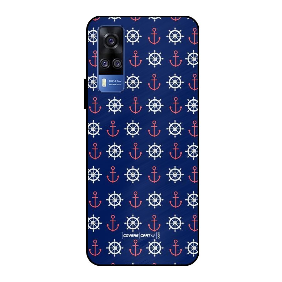Anchor Pattern Blue Metal Back Case for Vivo Y51