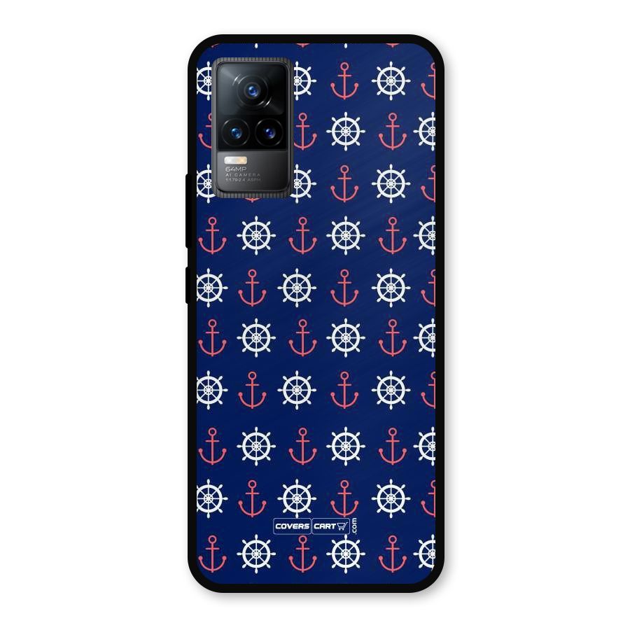 Anchor Pattern Blue Metal Back Case for Vivo Y73