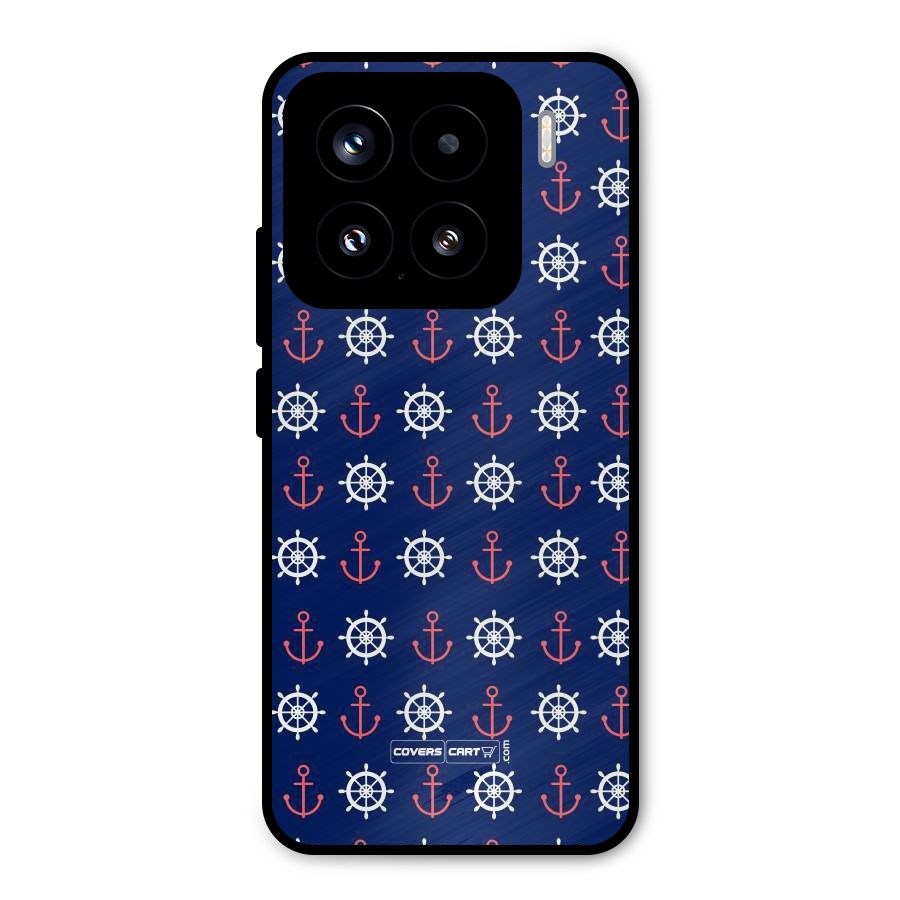 Anchor Pattern Blue Metal Back Case for Xiaomi 15
