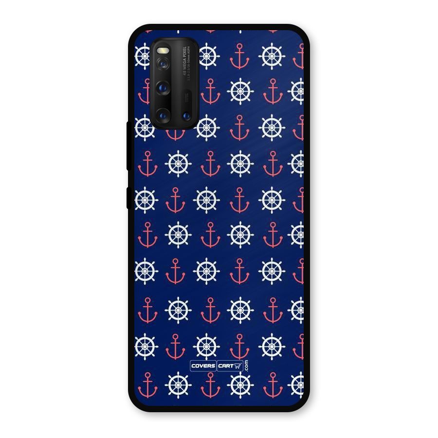 Anchor Pattern Blue Metal Back Case for iQOO 3