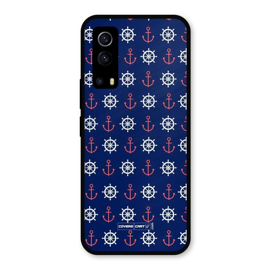 Anchor Pattern Blue Metal Back Case for iQOO Z3