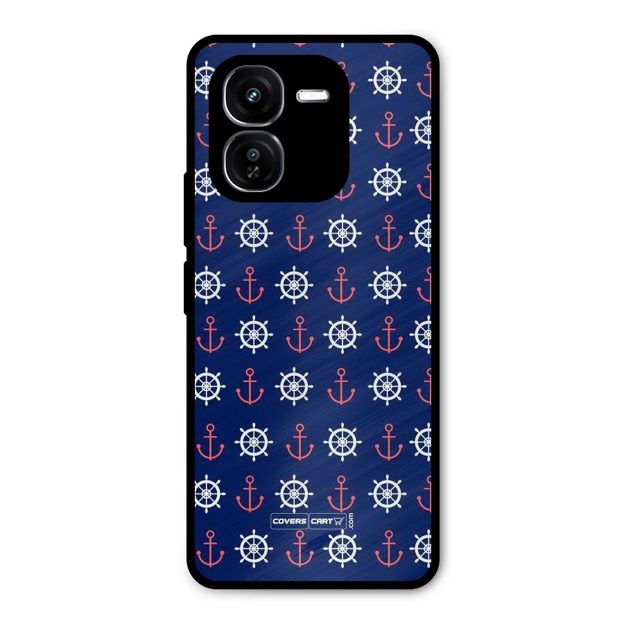 Anchor Pattern Blue Metal Back Case for iQOO Z9x