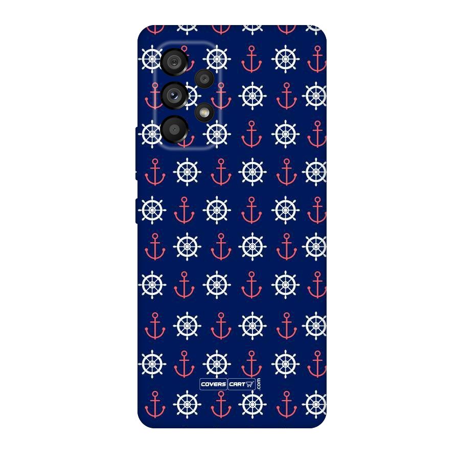 Anchor Pattern Blue Original Polycarbonate Back Case for Galaxy A53 5G