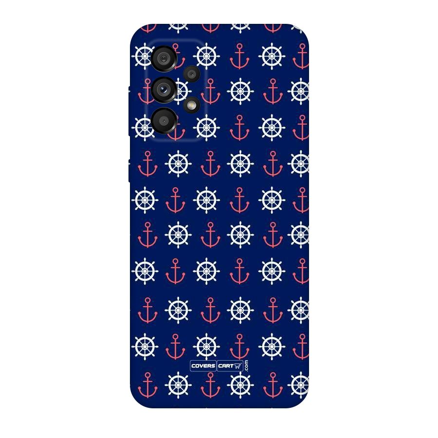 Anchor Pattern Blue Original Polycarbonate Back Case for Galaxy A73 5G