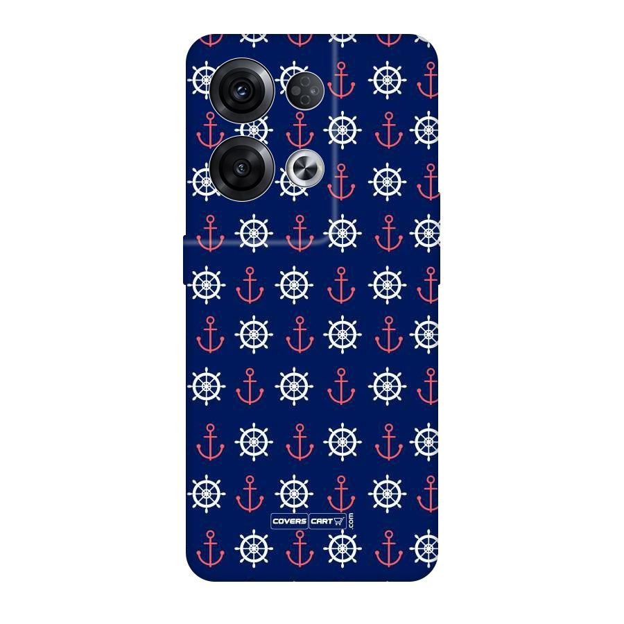 Anchor Pattern Blue Original Polycarbonate Back Case for Oppo Reno8 Pro 5G