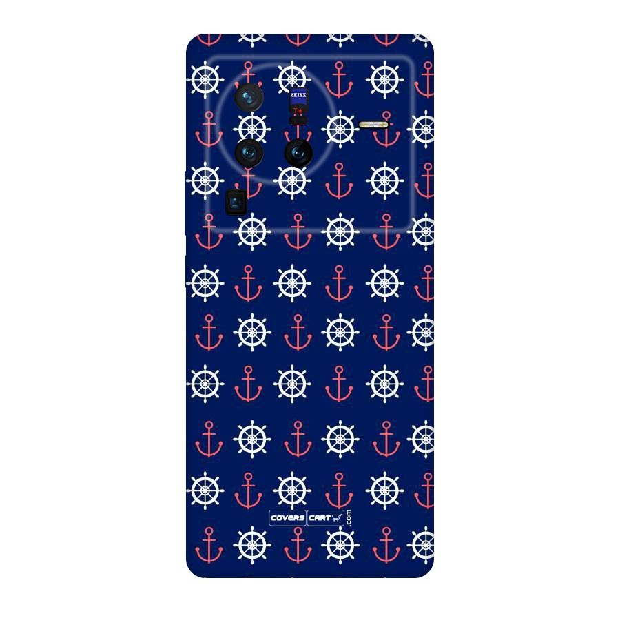 Anchor Pattern Blue Original Polycarbonate Back Case for Vivo X80