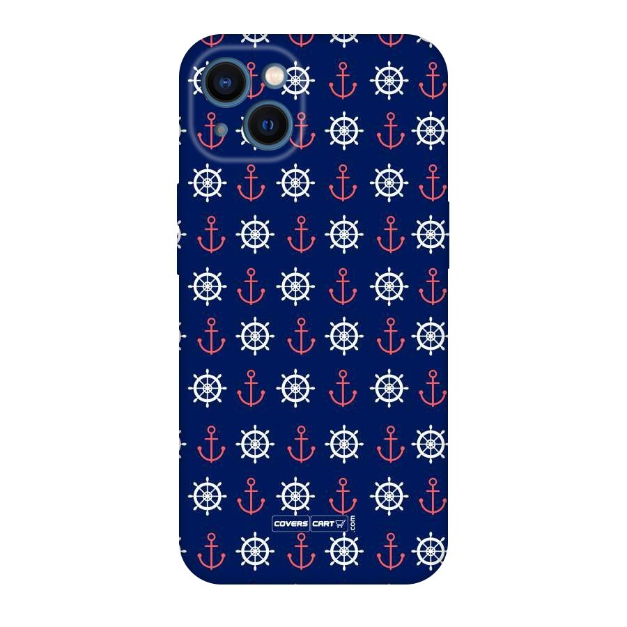 Anchor Pattern Blue Original Polycarbonate Back Case for iPhone 13
