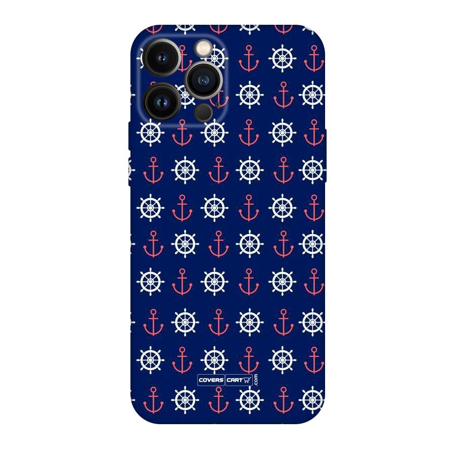 Anchor Pattern Blue Original Polycarbonate Back Case for iPhone 13 Pro Max
