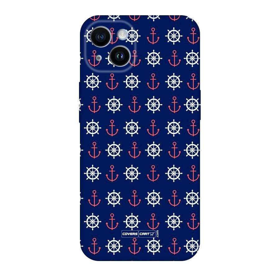Anchor Pattern Blue Original Polycarbonate Back Case for iPhone 14