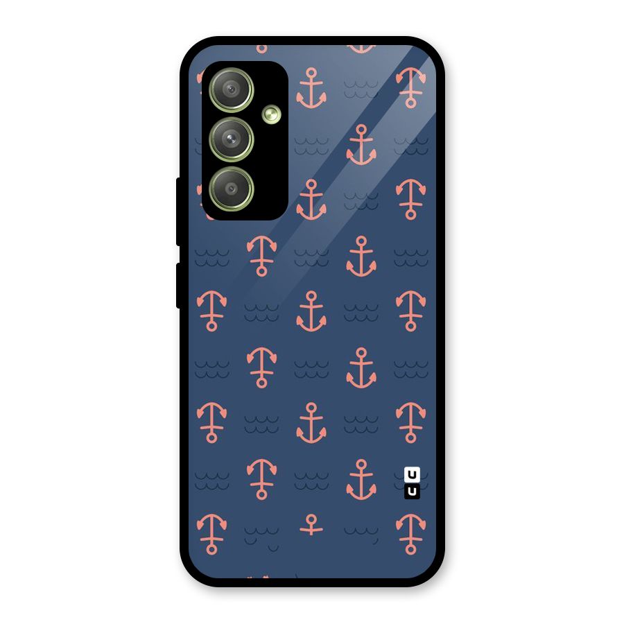 Anchor Sea Blue Glass Back Case for Galaxy A54