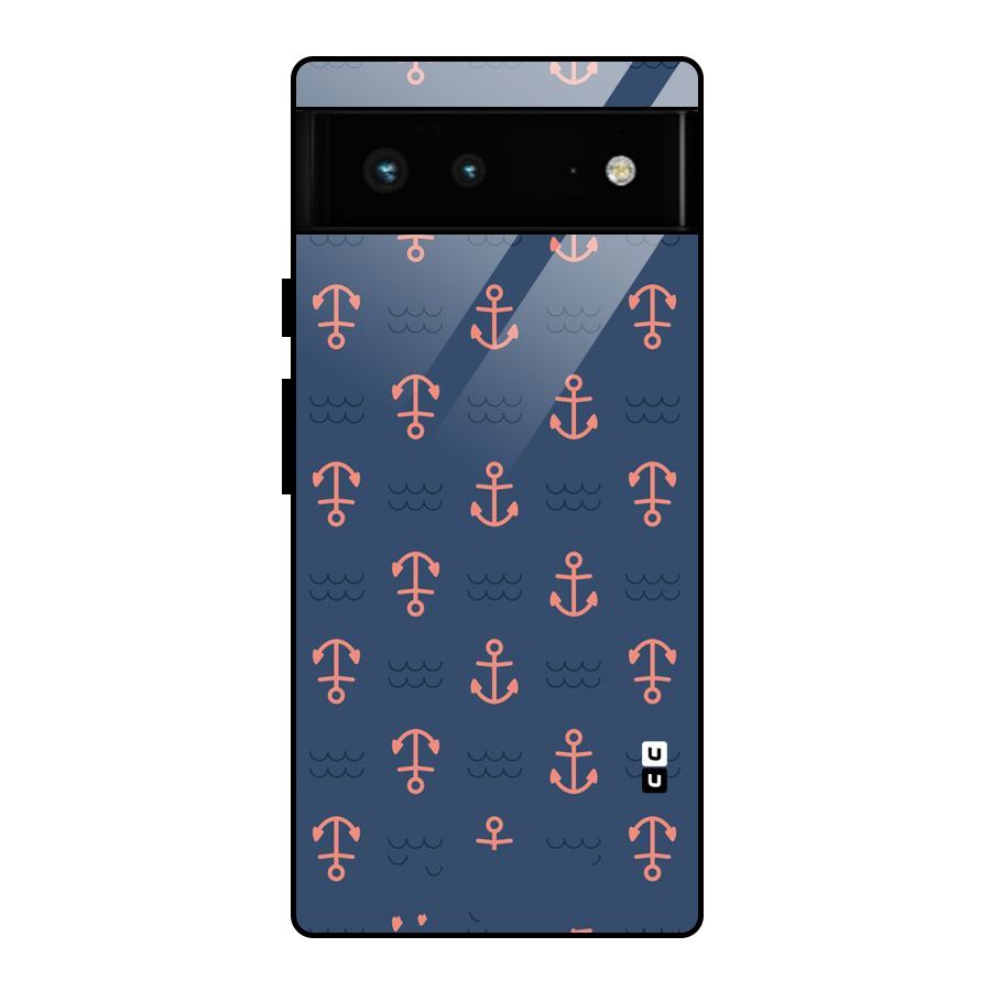 Anchor Sea Blue Glass Back Case for Google Pixel 6