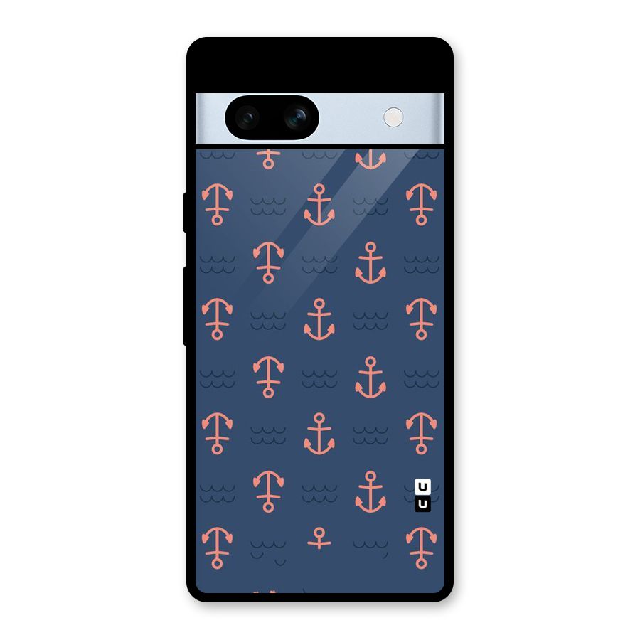 Anchor Sea Blue Glass Back Case for Google Pixel 7a