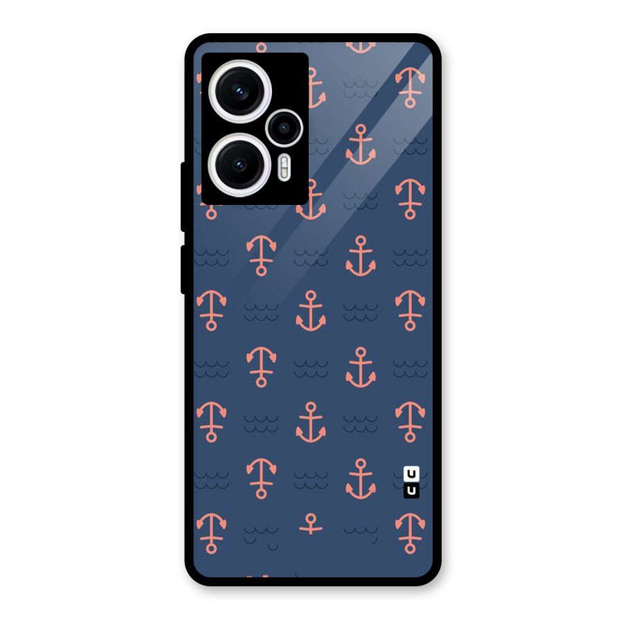 Anchor Sea Blue Glass Back Case for Poco F5