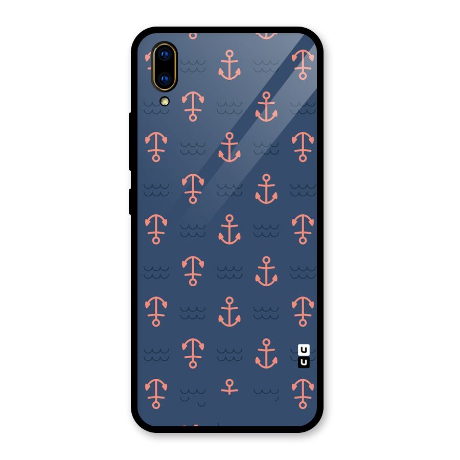 Anchor Sea Blue Glass Back Case for Vivo V11 Pro