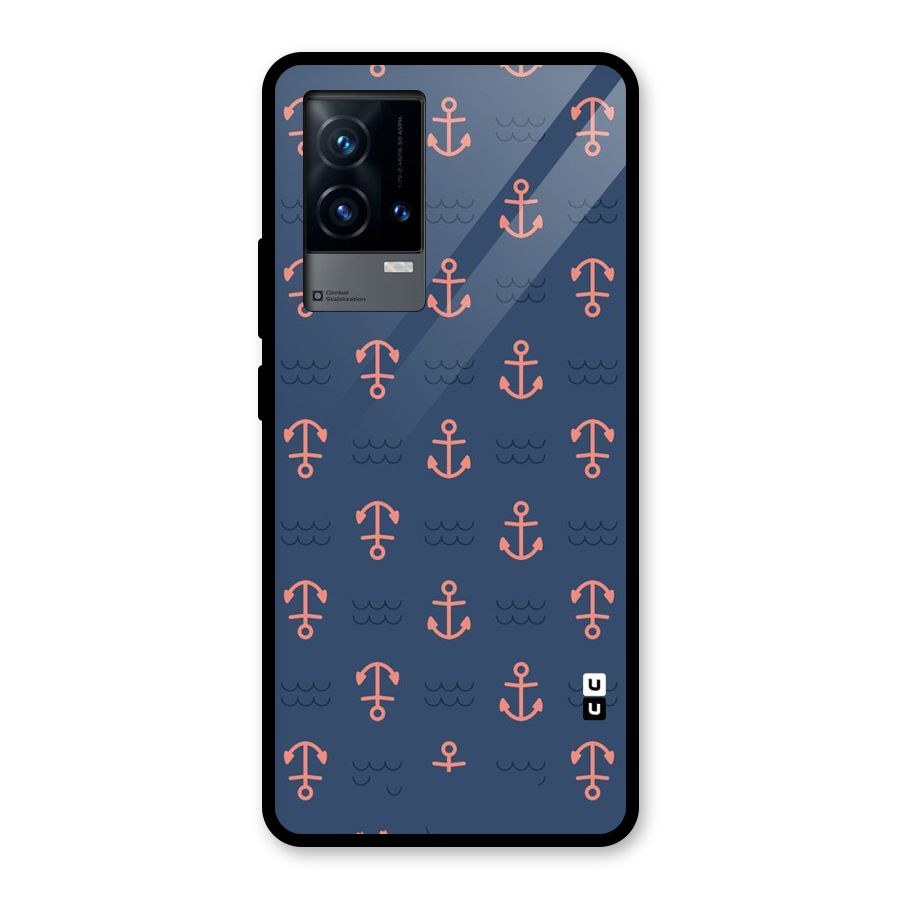 Anchor Sea Blue Glass Back Case for iQOO 9 5G