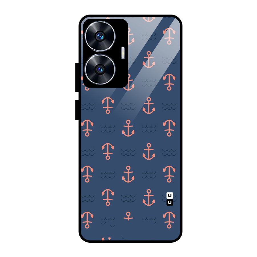 Anchor Sea Blue Glass Back Case for realme C55