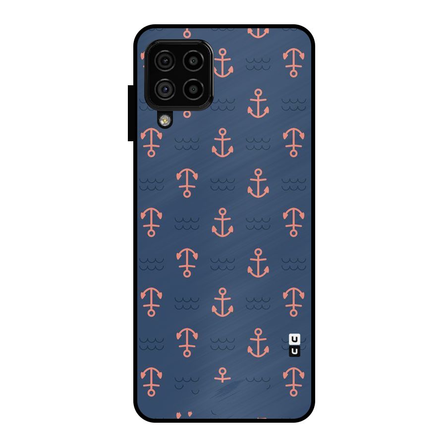 Anchor Sea Blue Metal Back Case for Galaxy A22 4G