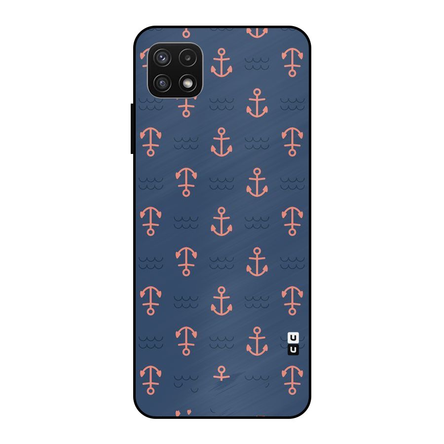 Anchor Sea Blue Metal Back Case for Galaxy A22 5G