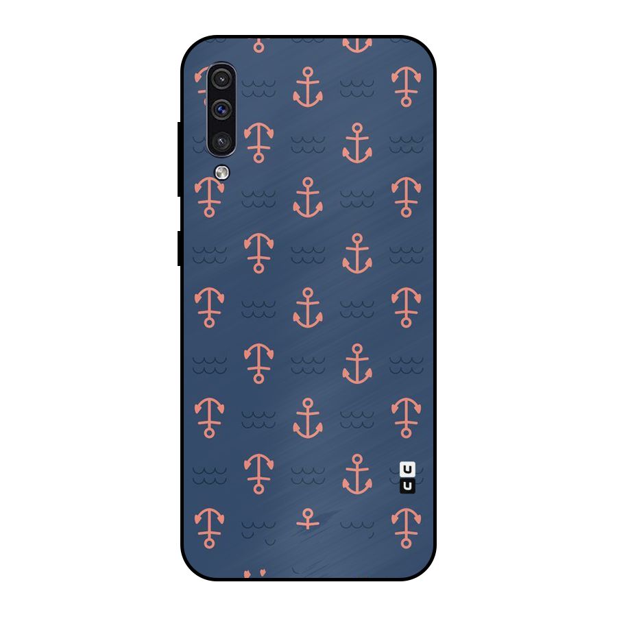 Anchor Sea Blue Metal Back Case for Galaxy A50s