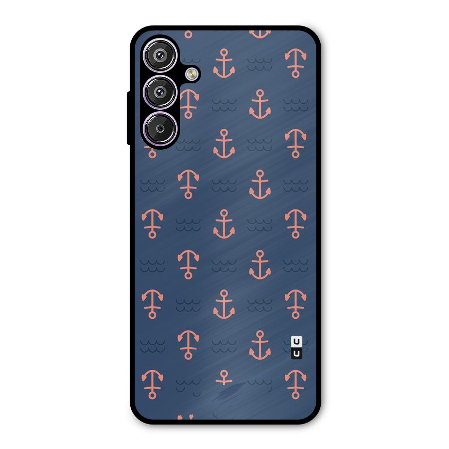 Anchor Sea Blue Metal Back Case for Galaxy F15