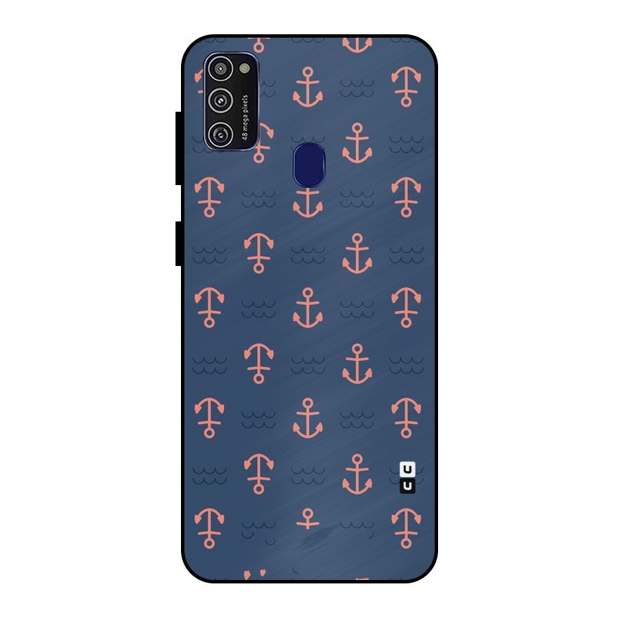 Anchor Sea Blue Metal Back Case for Galaxy M21